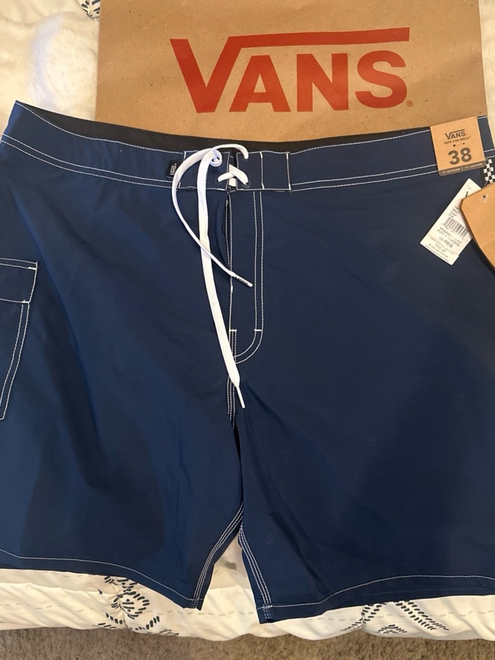 Vans Navy Boardshorts with White Drawstring